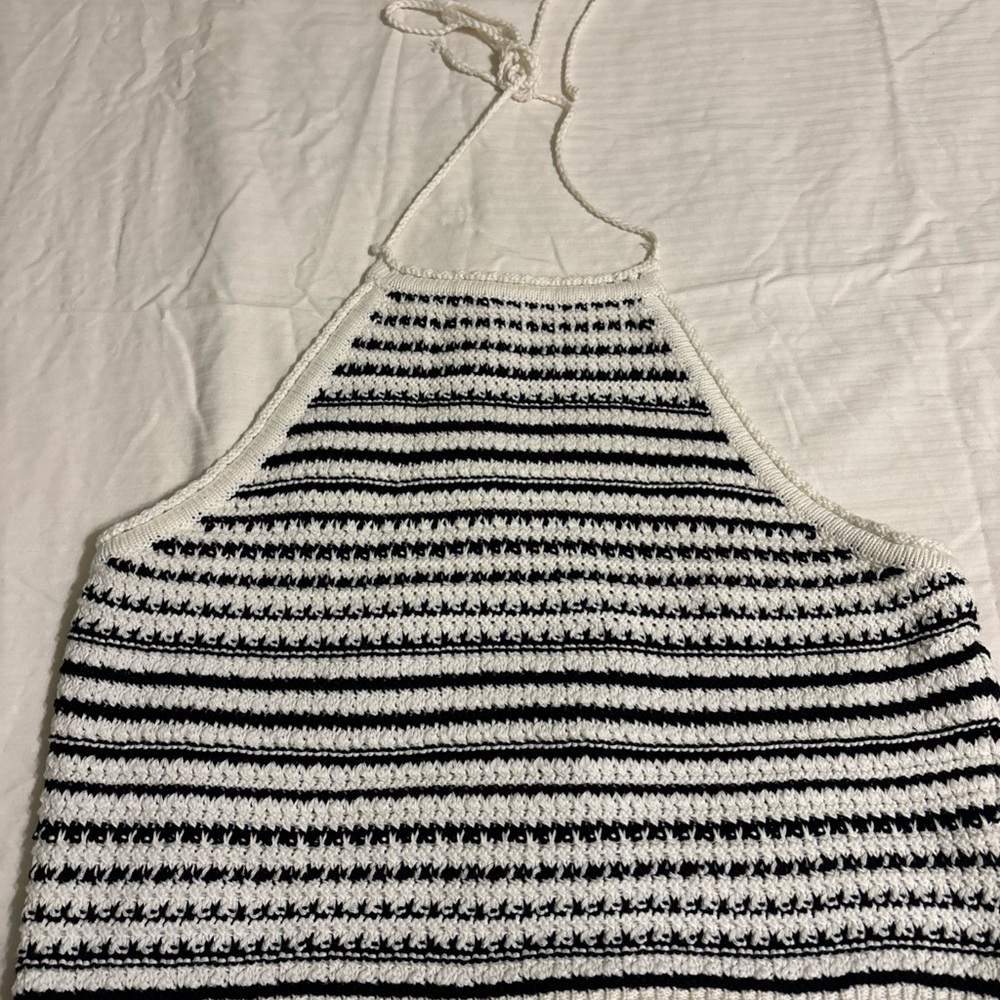 Francesca's Collections Black and White Striped knit halter top. New with Tags